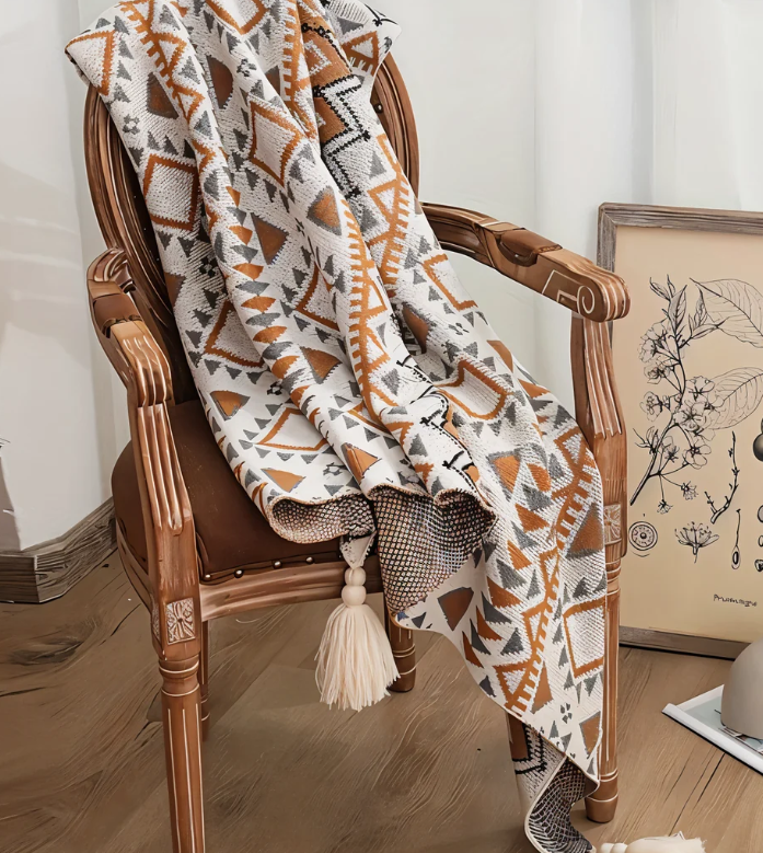 Geometric Boho fleece blanket