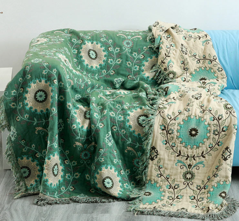 Reversible Cotton Sofa Cover Blanket – Soft, Durable Couch Covers for Home Decor, Machine Washable, Multiple Sizes Available