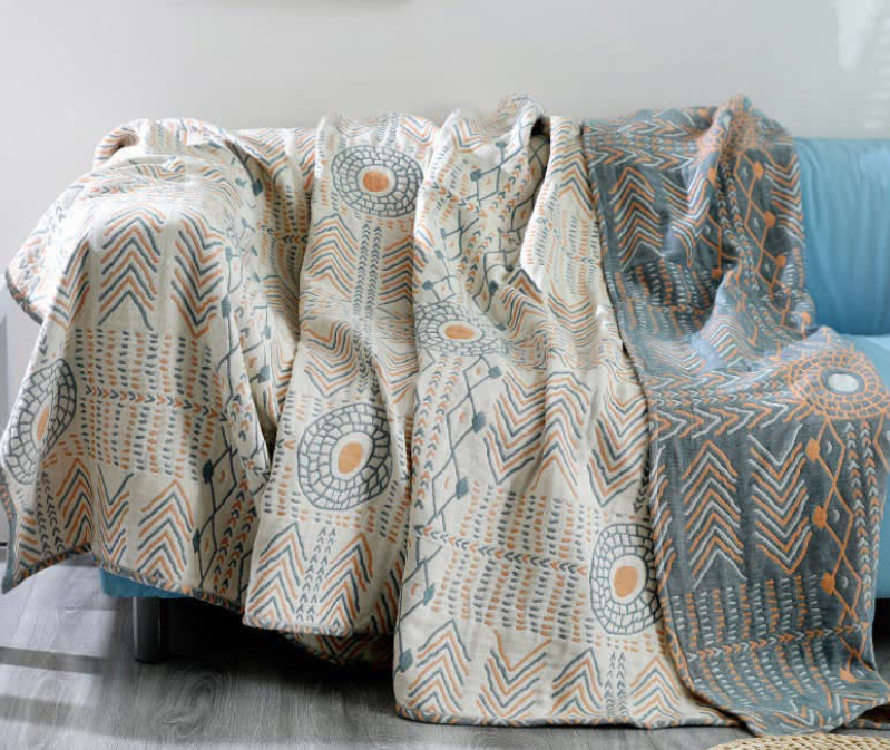 Reversible Cotton Striped Blanket – Ultra-Plush Sofa Cover, Decorative Throw for Cozy Comfort, Multiple Sizes Available